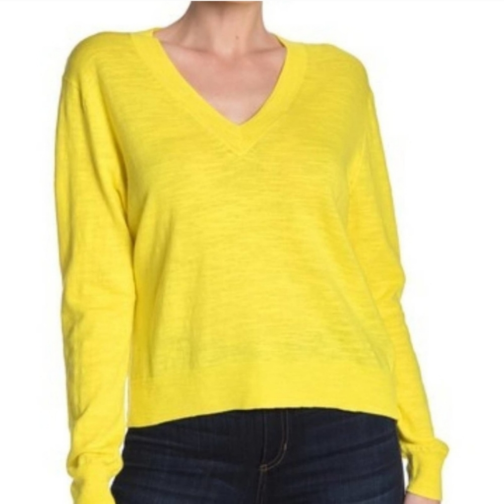 J Crew Yellow Citron Cotton Sweater Sz XL